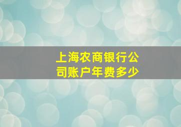 上海农商银行公司账户年费多少