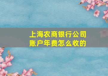 上海农商银行公司账户年费怎么收的