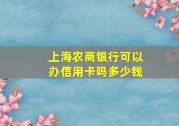 上海农商银行可以办信用卡吗多少钱