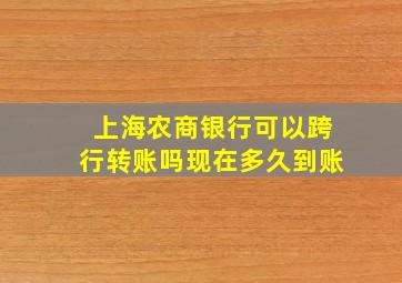 上海农商银行可以跨行转账吗现在多久到账