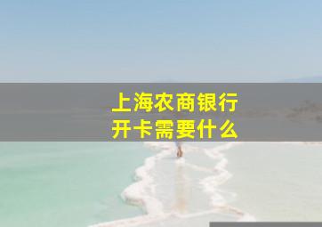 上海农商银行开卡需要什么