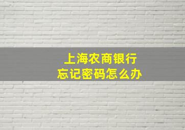 上海农商银行忘记密码怎么办