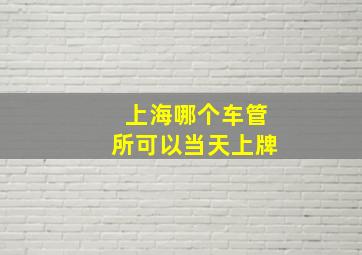 上海哪个车管所可以当天上牌