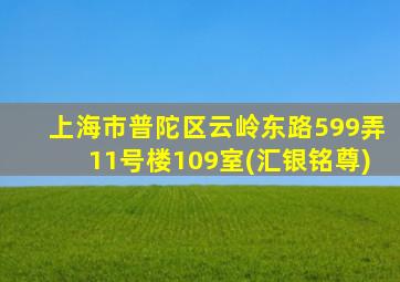 上海市普陀区云岭东路599弄11号楼109室(汇银铭尊)