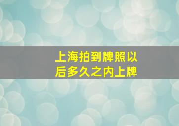 上海拍到牌照以后多久之内上牌