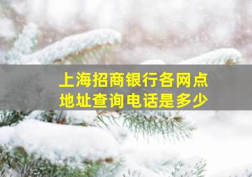 上海招商银行各网点地址查询电话是多少