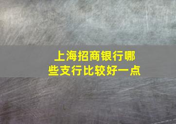 上海招商银行哪些支行比较好一点