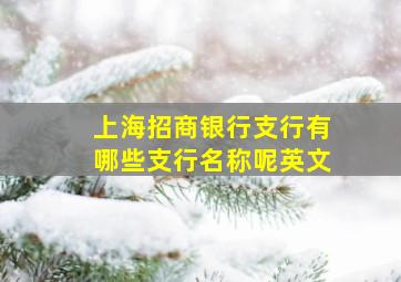 上海招商银行支行有哪些支行名称呢英文