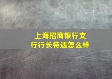 上海招商银行支行行长待遇怎么样