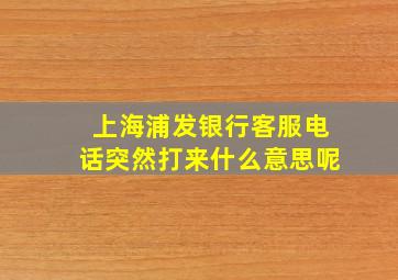 上海浦发银行客服电话突然打来什么意思呢