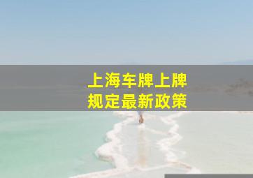 上海车牌上牌规定最新政策