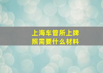 上海车管所上牌照需要什么材料