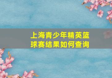 上海青少年精英篮球赛结果如何查询