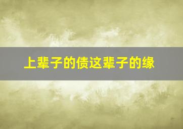 上辈子的债这辈子的缘