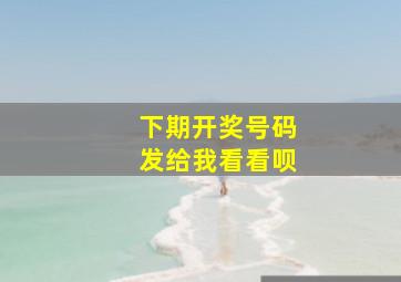 下期开奖号码发给我看看呗