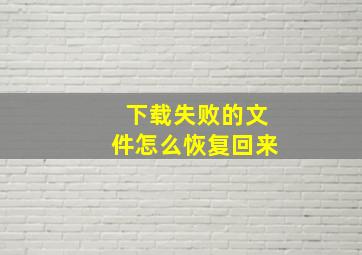 下载失败的文件怎么恢复回来