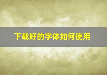 下载好的字体如何使用