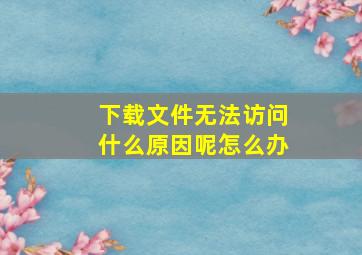 下载文件无法访问什么原因呢怎么办