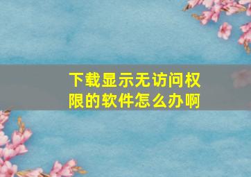 下载显示无访问权限的软件怎么办啊