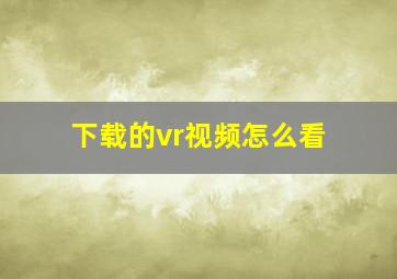 下载的vr视频怎么看