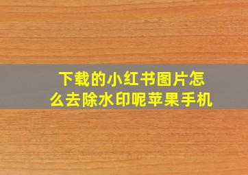 下载的小红书图片怎么去除水印呢苹果手机