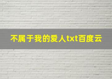 不属于我的爱人txt百度云