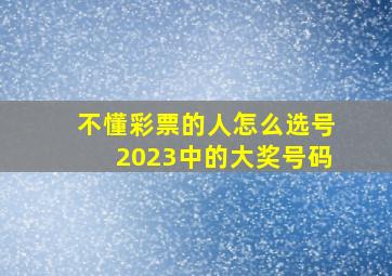 不懂彩票的人怎么选号2023中的大奖号码