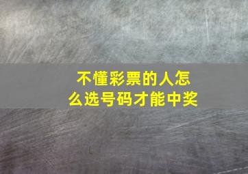 不懂彩票的人怎么选号码才能中奖