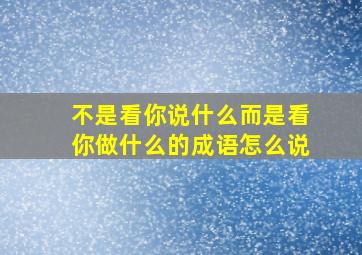 不是看你说什么而是看你做什么的成语怎么说