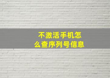 不激活手机怎么查序列号信息