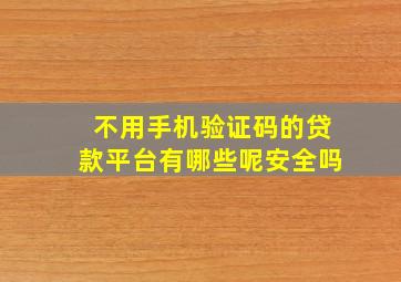 不用手机验证码的贷款平台有哪些呢安全吗