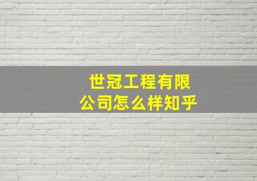 世冠工程有限公司怎么样知乎