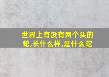 世界上有没有两个头的蛇,长什么样,是什么蛇