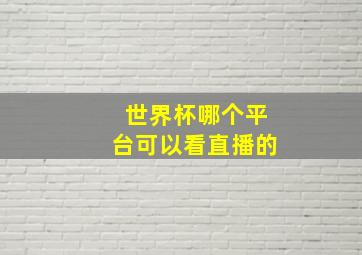 世界杯哪个平台可以看直播的