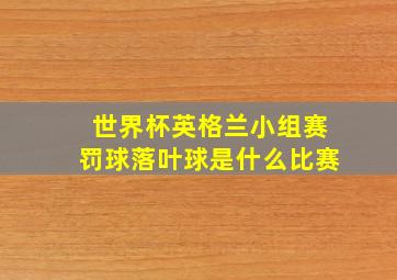 世界杯英格兰小组赛罚球落叶球是什么比赛