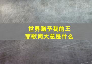 世界赠予我的王菲歌词大意是什么