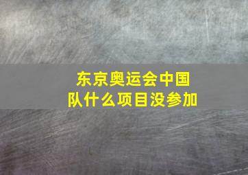 东京奥运会中国队什么项目没参加