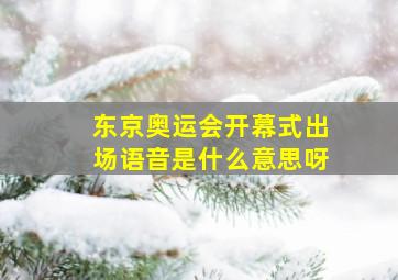 东京奥运会开幕式出场语音是什么意思呀