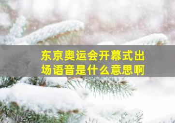 东京奥运会开幕式出场语音是什么意思啊