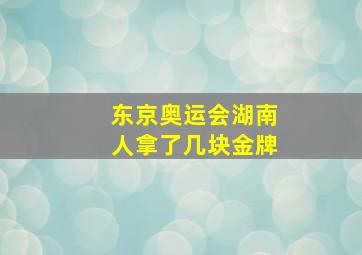 东京奥运会湖南人拿了几块金牌