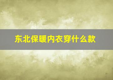 东北保暖内衣穿什么款