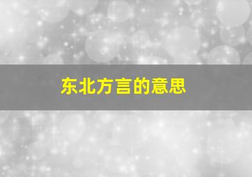 东北方言的意思