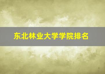 东北林业大学学院排名