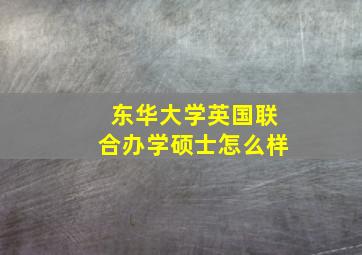 东华大学英国联合办学硕士怎么样