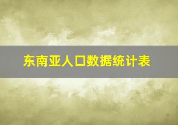 东南亚人口数据统计表