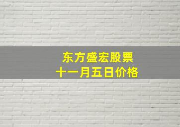 东方盛宏股票十一月五日价格