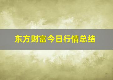 东方财富今日行情总结