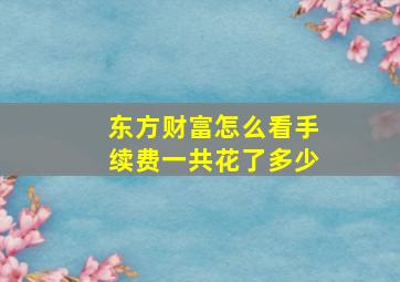 东方财富怎么看手续费一共花了多少