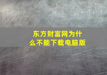 东方财富网为什么不能下载电脑版