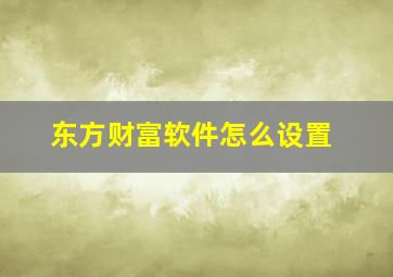 东方财富软件怎么设置